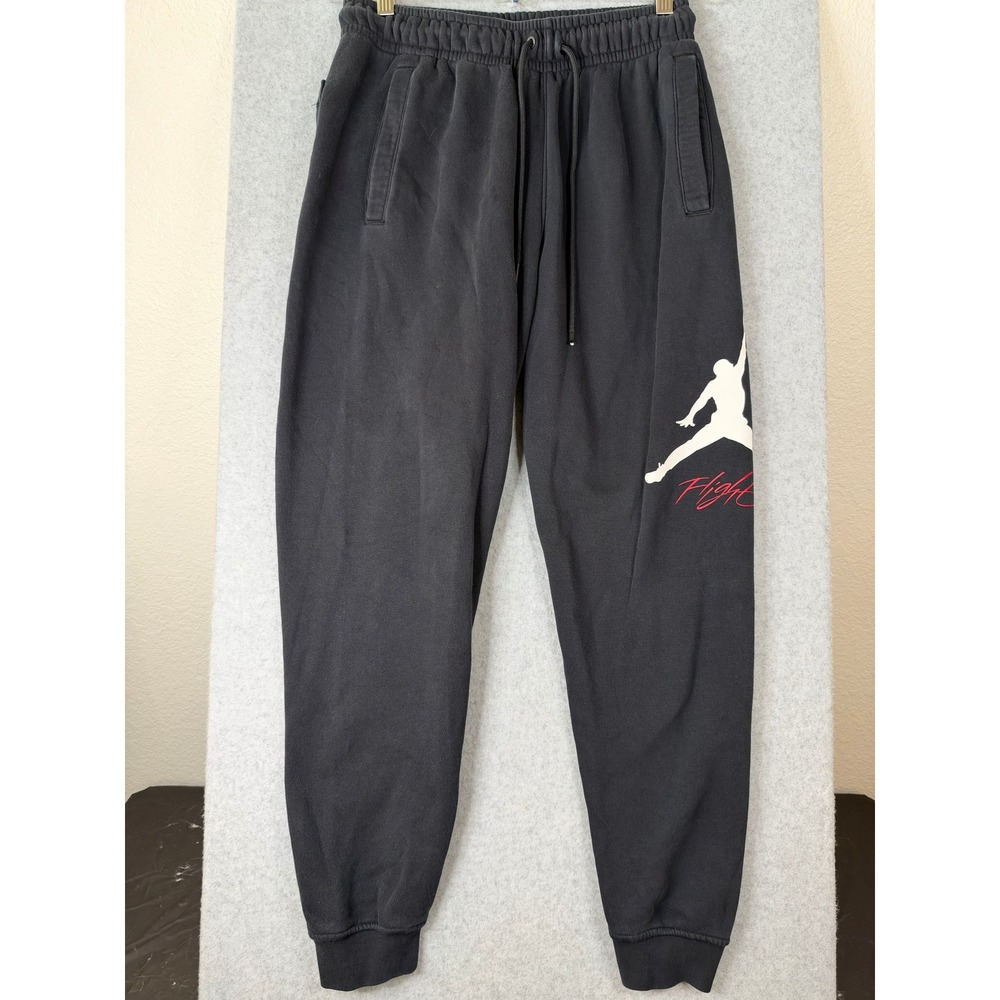 Jordan Flight Fleece Joggers Mens Small Black Jumpman Graphic Sweatpants
